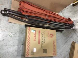 22 Heavy Duty Round Umbrella Base Stand  &amp RED UMBRELLA Customer Returns See Pictures