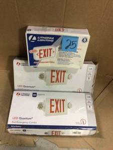 Lithonia Lighting� LED Combo ExitEmergency Fixture, Red Customer Returns See Pictures