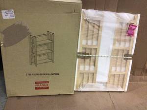 3 TIER FOLDING BOOKCASE NATURAL Customer Returns See Pictures