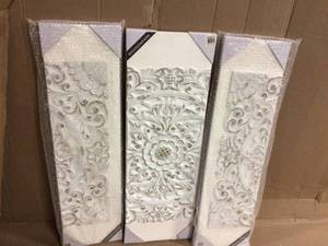 Madison Park Wooden Mandala White 3D Embellished Canvas Wall Art Customer Returns See Pictures