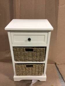 Urban Farmhouse Antique White 3-Drawer Basket End Table Customer Returns See Pictures