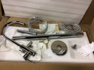 AKDY 47 Multi-Function Brass Made Chrome Finish Floor Mount Tub Filler w Handheld Shower Wand Bathroom Faucet Customer Returns See Pictures