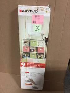 ClosetMaid 36 in. H x 36 in. W x 12 in. D White Wood Look 9-Cube Storage Organizer Customer Returns See Pictures