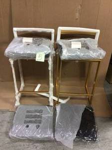 Fuji 26 in. Gold Stackable Counter Stool with Black Velvet Cushion (Set of 2) Customer Returns See Pictures