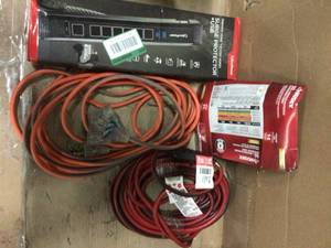 MIX LOT OF 7-Outlet Surge Protect 6 ft. Braided Cord USB Coax, Black &amp Electrical Cords Customer Returns See Pictures