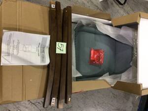 Blakewood Haze Oak Finish Upholstered Bar Stool with Back and Aloe Green Seat (20.47 in. W x 44.49 in. H) Customer Returns See Pictures