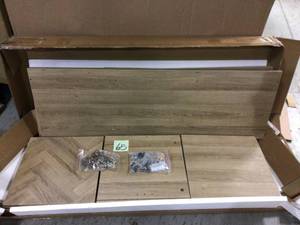 Wesley 43 in. White and Walnut Particle Board TV Stand Fits TVs Up to 40 in. with Storage Doors Customer Returns See Pictures