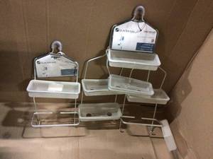 Rustproof Over-the-Shower Caddy with Removable Baskets in Satin Chrome and Frosted Customer Returns See Pictures