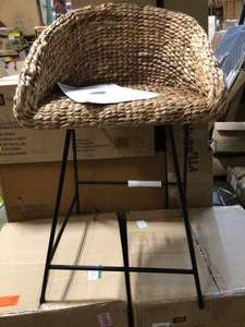 StyleWell Black Metal Counter Stool with Back and Natural Seat (21.42 in. W x 34.25 in. H) Lot of 3