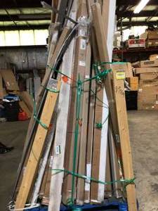 Pallet with assorted moldings  (various conditions and sizing) review pictures