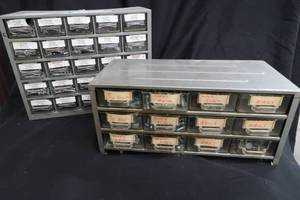 lot 57 image: 1 WORKSHOP PLASTIC STORAGE  1 STACKMASTER METAL STORAGE