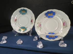 lot 64 image: 2 RARE VINTAGE ROYAL SEALY CHINA SAUCERS 1930S