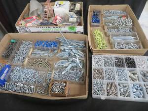 lot 81 image: HUGE LOT OF MISC SCREWS- NUTS- BOLTS- NAILS- AND MUCH MUCH MORE