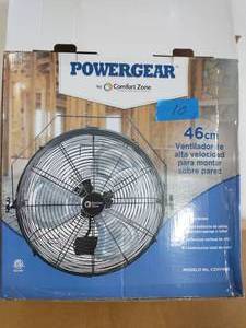 COMFORT ZONE 18 in. Black High Velocity Industrial 3-Speed Wall Mount Ceiling Fan