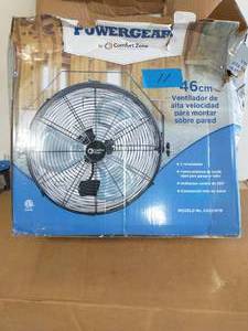 COMFORT ZONE 18 in. Black High Velocity Industrial 3-Speed Wall Mount Ceiling Fan