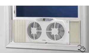 LASKO 9 in. Electronically Reversible Twin Window Fan with Thermostat