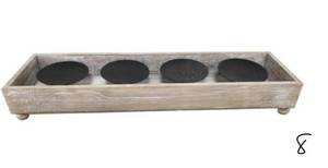 HAMPTON BAY 3 in. Wood Outdoor Patio Candle Holder
