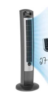 LASKO Wind Curve 42 in. 3-Speed Oscillating Platinum Tower Fan with Fresh Air Ionizer