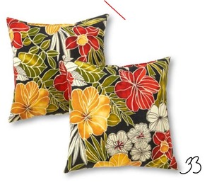Aloha Black Square Outdoor Throw Pillow (2-Pack)