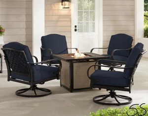 Laurel Oaks 5-Piece Brown Steel Outdoor Patio Fire Pit Seating Set