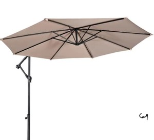 10 ft. Market Banana Hanging Outdoor Patio Umbrella Offset in Beige