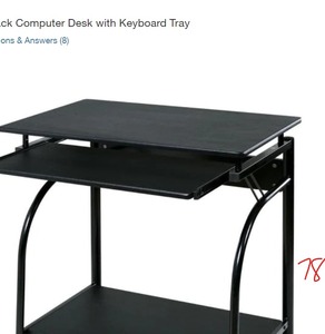 30 in. Rectangular Black Computer Desk with Keyboard Tray