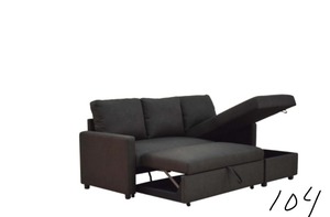 ACME Hiltons Charcoal Linen Sectional Sofa with Sleeper