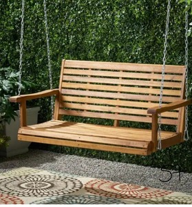 NOBLE HOUSE Tasmania 49.50 in. 2-Person Teak Brown Wood Porch Swing