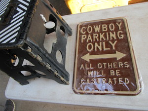 lot 166 image: Cowboy Parking Sign, Step Stool