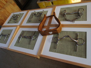lot 186 image: Framed Bits & Deco Stirrup