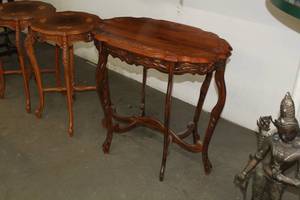 lot 709 image: Cherry-Walnut Side Table circa 1940s