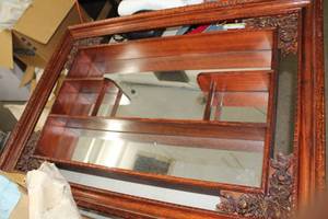 lot 722 image: Cherry Wood Mirror Shelf circa 1930s