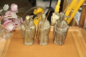 lot 808 image: Lot of (3) Brass Oriental Table Statues