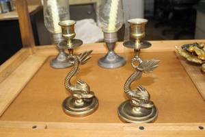 lot 801 image: Lot of (2) Brass Fish Candleholders