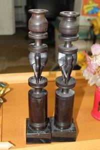 lot 804 image: Lot of (2) WoodMarble Base Elephant Candleholders