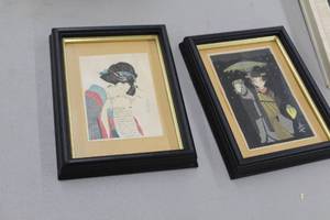 lot 780 image: Lot of (2) Oriental Theme Multi-Color Wall Art in Frame with Matte and Glass