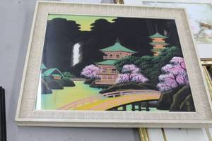 lot 781 image: Oriental Garden Wall Art in Decorative Frame and Matte