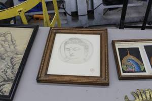 lot 784 image: Woman Portrait Wall Art in Wood Frame