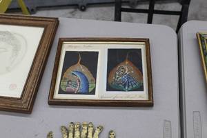lot 785 image: Ghanpur India Leaves From Pupil Tree Wall Art in Wood Frame