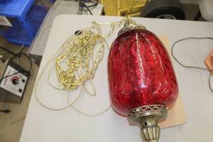 lot 834 image: Hanging Lamp with Gold Chain