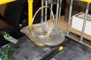 lot 963 image: Glass Serving Bowl with Decorative Gold Handle