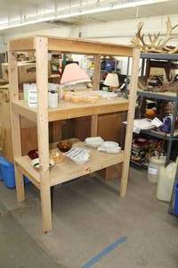lot 841 image: Wood Shelving Unit 3-tier