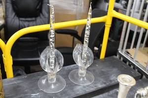 lot 954 image: Lot of (2) Glass Decorative Candleholders