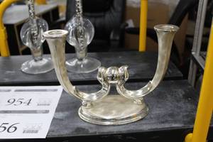 lot 956 image: Sterling Silver Decorative Candleholder 2-candle