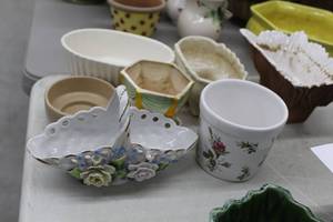 lot 867 image: Lot of (7) Handcrafted Ornate PlantersVases