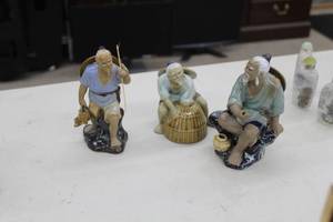 lot 893 image: Lot of (3) Ceramic Oriental Men Figurines