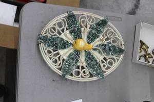 lot 939 image: Glazed Ceramic Pear in Flower 3D Wall Art