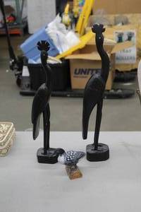 lot 948 image: Lot of (3) Wood Bird Table Statues