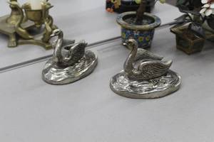 lot 945 image: Lot of (2) Swan Candleholders