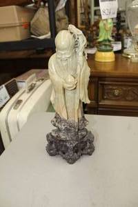 lot 917 image: Soap Stone Table Figurine   with Wizard and Staff